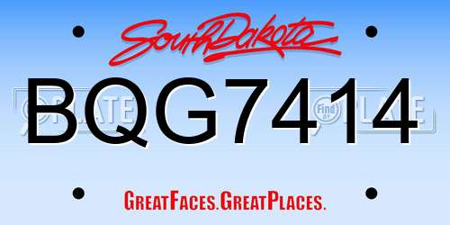 BQG7414 South Dakota License Plate