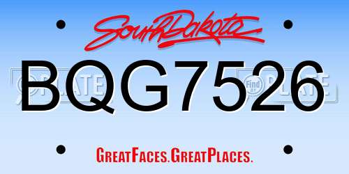 BQG7526 South Dakota License Plate