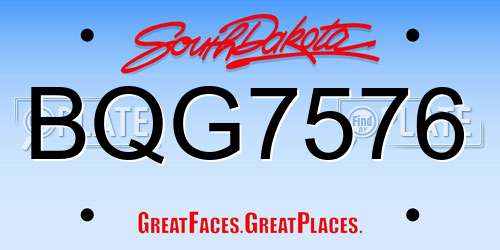 BQG7576 South Dakota License Plate