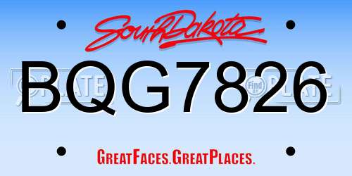 BQG7826 South Dakota License Plate