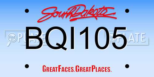 BQI105 South Dakota License Plate