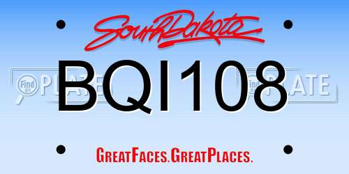 BQI108 South Dakota License Plate