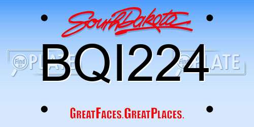 BQI224 South Dakota License Plate