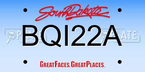 BQI22A South Dakota License Plate