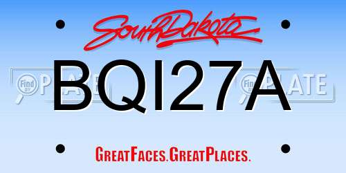 BQI27A South Dakota License Plate