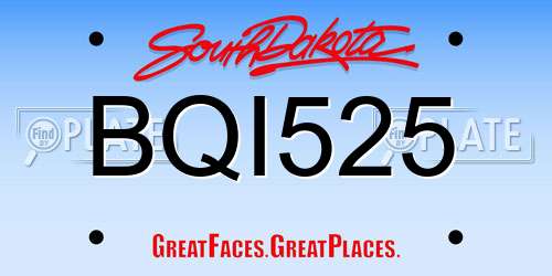 BQI525 South Dakota License Plate
