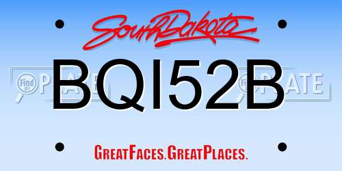 BQI52B South Dakota License Plate