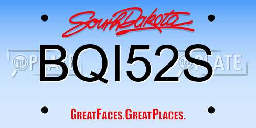 BQI52S South Dakota License Plate