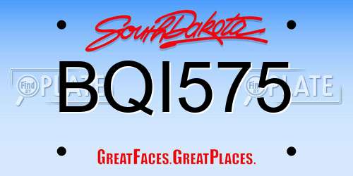 BQI575 South Dakota License Plate
