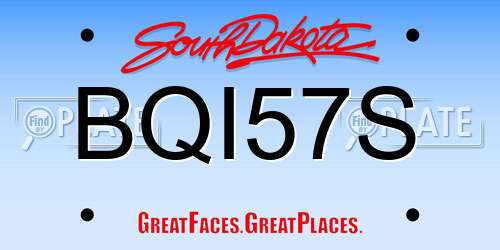 BQI57S South Dakota License Plate