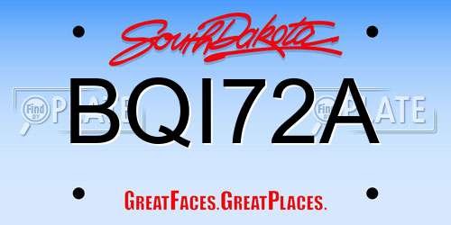 BQI72A South Dakota License Plate