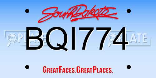 BQI774 South Dakota License Plate