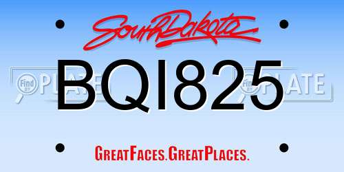 BQI825 South Dakota License Plate