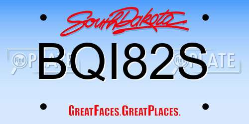 BQI82S South Dakota License Plate