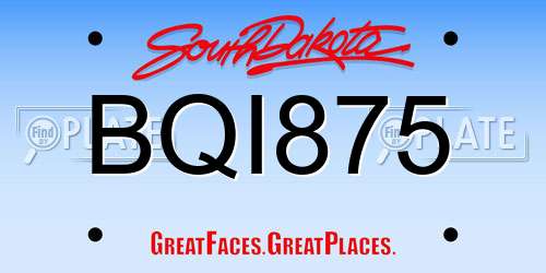 BQI875 South Dakota License Plate