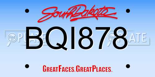 BQI878 South Dakota License Plate