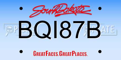 BQI87B South Dakota License Plate