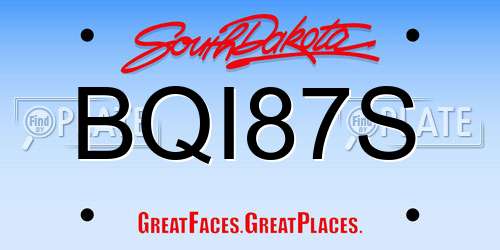 BQI87S South Dakota License Plate