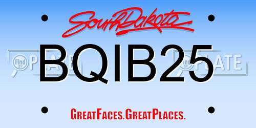 BQIB25 South Dakota License Plate