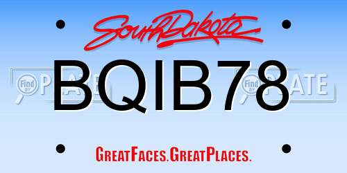 BQIB78 South Dakota License Plate
