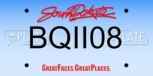 BQII08 South Dakota License Plate