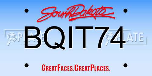 BQIT74 South Dakota License Plate