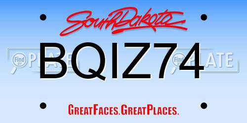 BQIZ74 South Dakota License Plate