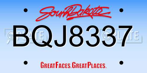 BQJ8337 South Dakota License Plate