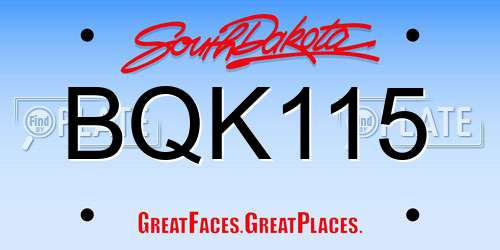 BQK115 South Dakota License Plate