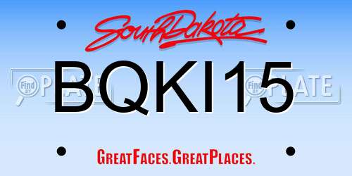 BQKI15 South Dakota License Plate