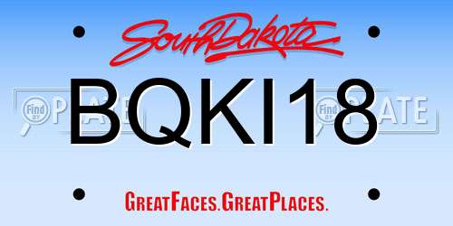 BQKI18 South Dakota License Plate