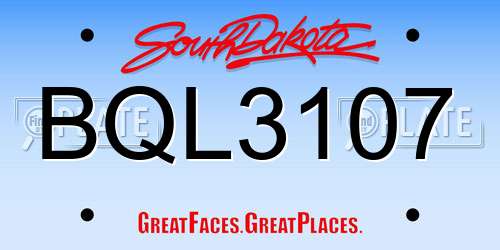 BQL3107 South Dakota License Plate