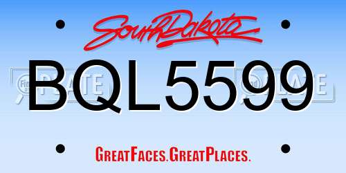 BQL5599 South Dakota License Plate