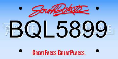 BQL5899 South Dakota License Plate
