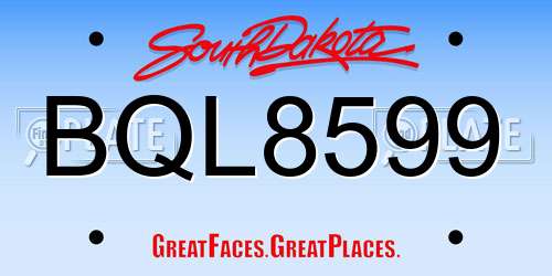 BQL8599 South Dakota License Plate
