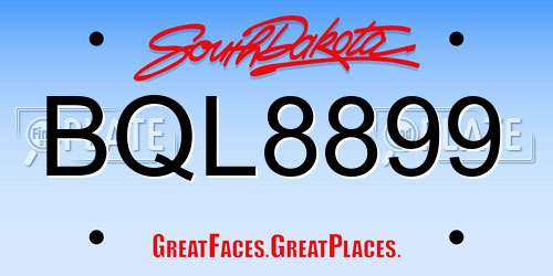 BQL8899 South Dakota License Plate