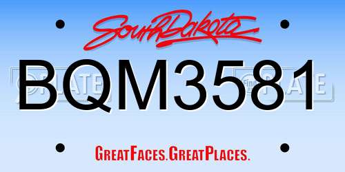 BQM3581 South Dakota License Plate