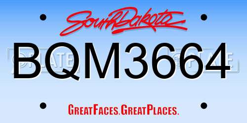 BQM3664 South Dakota License Plate