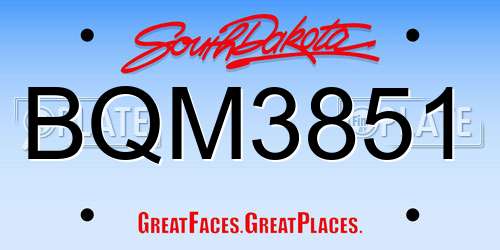 BQM3851 South Dakota License Plate