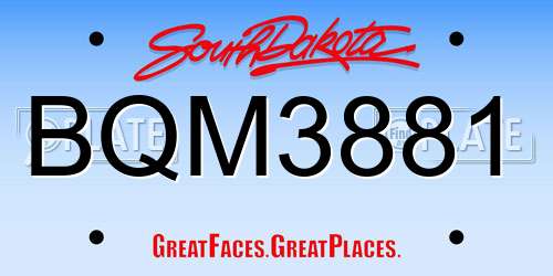 BQM3881 South Dakota License Plate