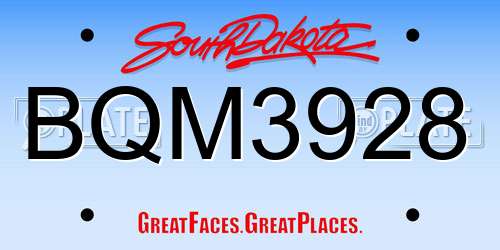BQM3928 South Dakota License Plate
