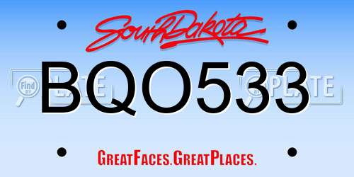 BQO533 South Dakota License Plate