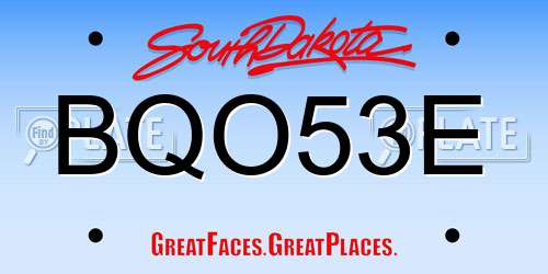 BQO53E South Dakota License Plate