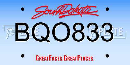 BQO833 South Dakota License Plate