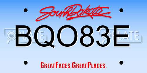 BQO83E South Dakota License Plate