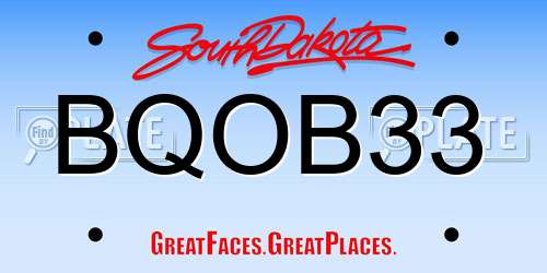 BQOB33 South Dakota License Plate