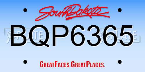 BQP6365 South Dakota License Plate