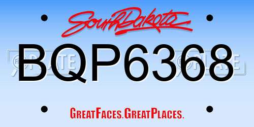 BQP6368 South Dakota License Plate