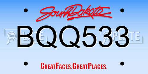 BQQ533 South Dakota License Plate