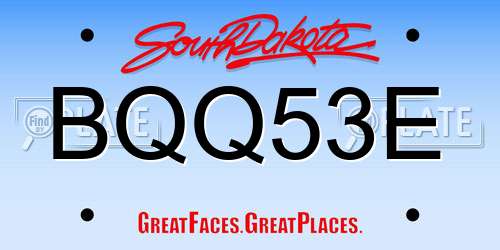 BQQ53E South Dakota License Plate